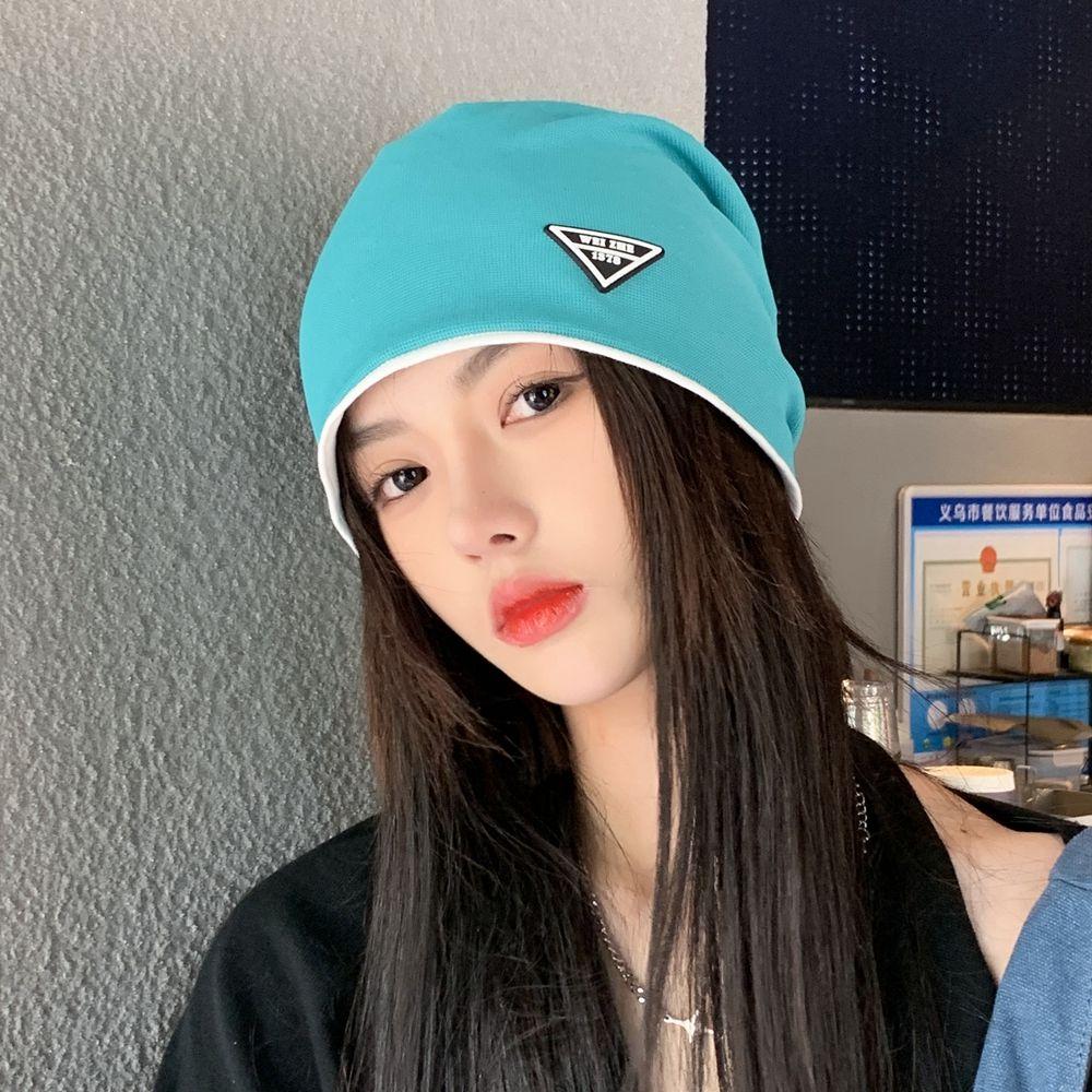 Letter Inverted Triangle Label For Men Male Women Warm Cap Beanie Hat Knitted Hat Korean Style Caps