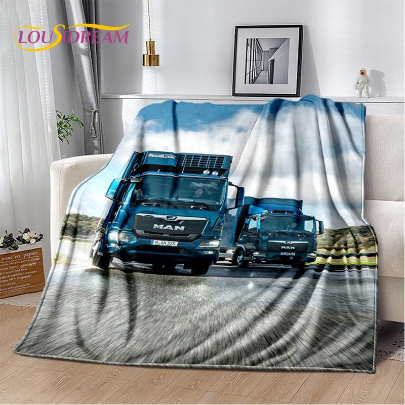 HD Man Truck Lorry 3D Printing Soft Flannel Blankets,Throw Blanket Comfortable Blanket for Picnic Beds Sofa Home Bedroom Gifts