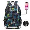 Glow-in-the-Dark Soccer Backpack Teens Large Capacity Laptop Bag With Padded Straps Oxford Fabric Trendy Patchwork Design