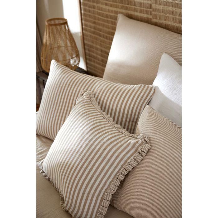 Reversible Washable Cushion "Romie Ficelle" All Sizes Dyed Woven Cotton Gauze the Butterfly Effect - 45x45