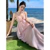 French Suspender Skirt Fairy Vacation Wear Skirt Seaside Halter Dress Pink High-end Dress Dress Women