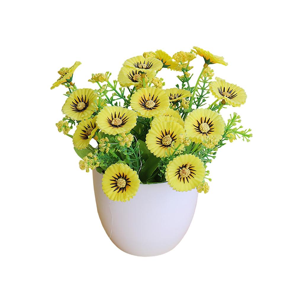 Artificial Money Chrysanthemum Plant Home Decor Faux Flower Pot Indoor Outdoor Decorative Arrangement Table Centerpiece Gift