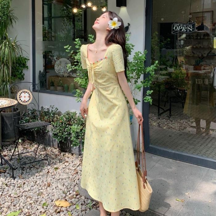 

Holiday style dress high-end summer new women s clothing floral suspender skirt seaside atmosphere long skirt 2XL