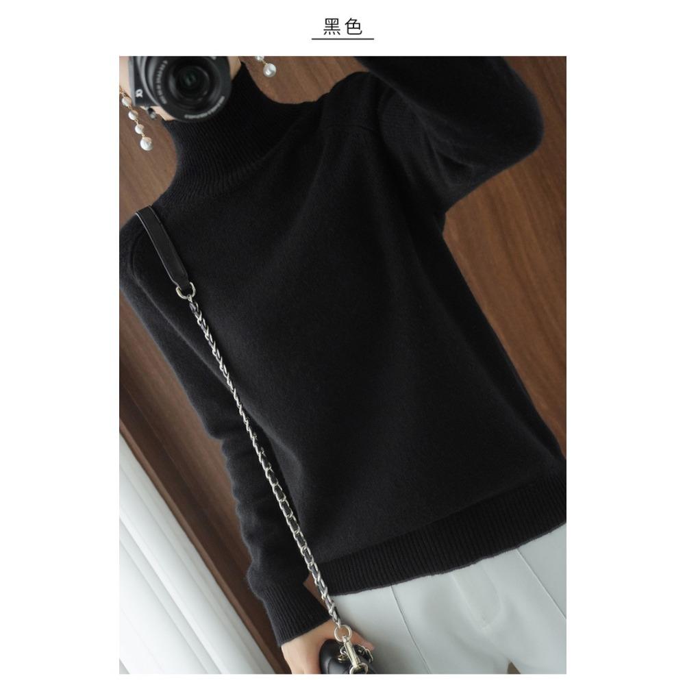 Stand Collar Sweater Women Autumn Winter Thick Korean Style Solid Color Pullover Loose Knit Long Sleeve Base Layer