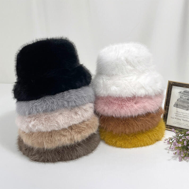 Women s Fur Bucket Hat, Furry Eskimo Hat C6585_Black