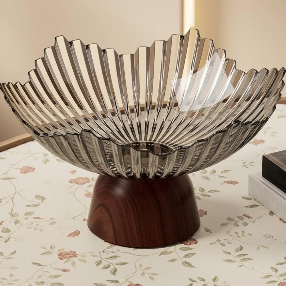 High-footed Base Pedestal Fruit Bowl Modern Snack Storage Holder Fruit Tray  Kitchen Dining Room Black Round Base