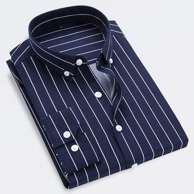 Spring And Autumn Men's Long-sleeved Shirt Trend Slim Youth Casual Men's Striped Shirt