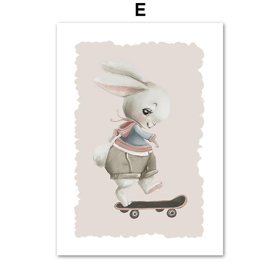 Lustiger Bär Hase Babybuch Ballon Kinderzimmer Poster Cartoon Wandkunst Druck Leinwandmalerei Baby Kinderzimmer Heimdekoration Bild