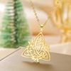 Jeshayuan Hexe Triquetra Dreifaltigkeit Keltischer Knoten Halskette Für Frauen Edelstahl Crann Bethadh Blatt Männer Halsketten Schmuck Geschenk