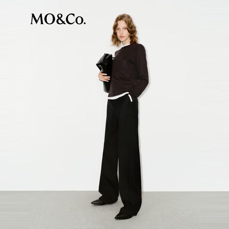 MO&Co. Women's Merino Wool Blend Wide-Leg Trousers