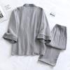 Pure Cotton Mens Pajamas Set Japanese Kimono Plus Size Long Sleeve Pant Suit Casual Comfortable Home Service Two-piece Sleepwear