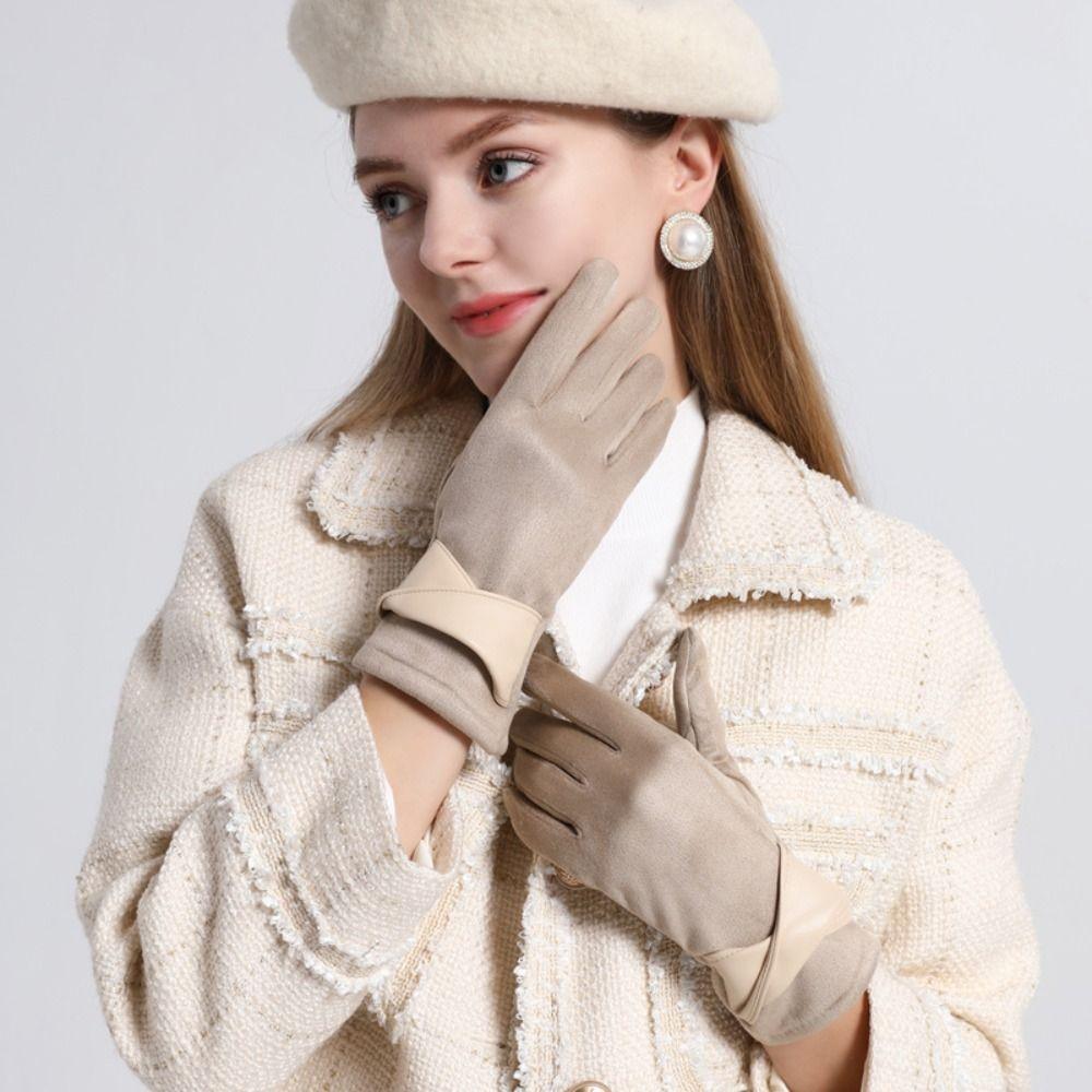 

Thicken Touch Screen Gloves Chamois Leather Winter Driving Gloves Suede Leather Gloves Women