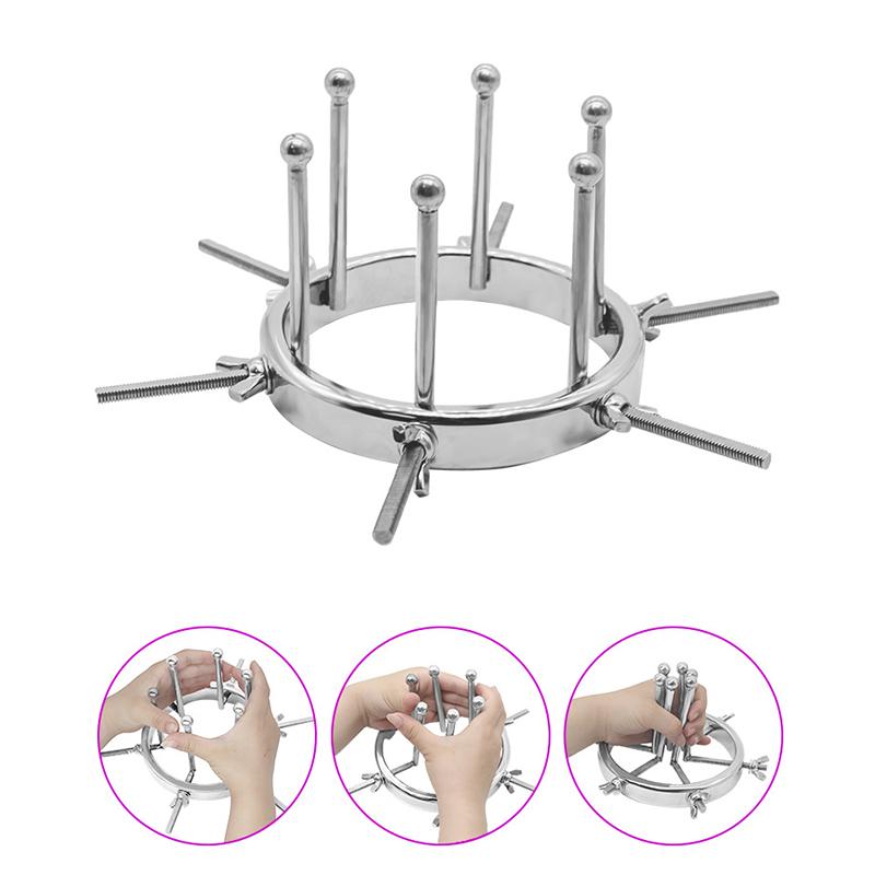 SM Erotic Electro Shock Vaginal Ball Dilator Adjustable Metal Anal Expander Pussy Huge Anal Plug Electric Stim Sex