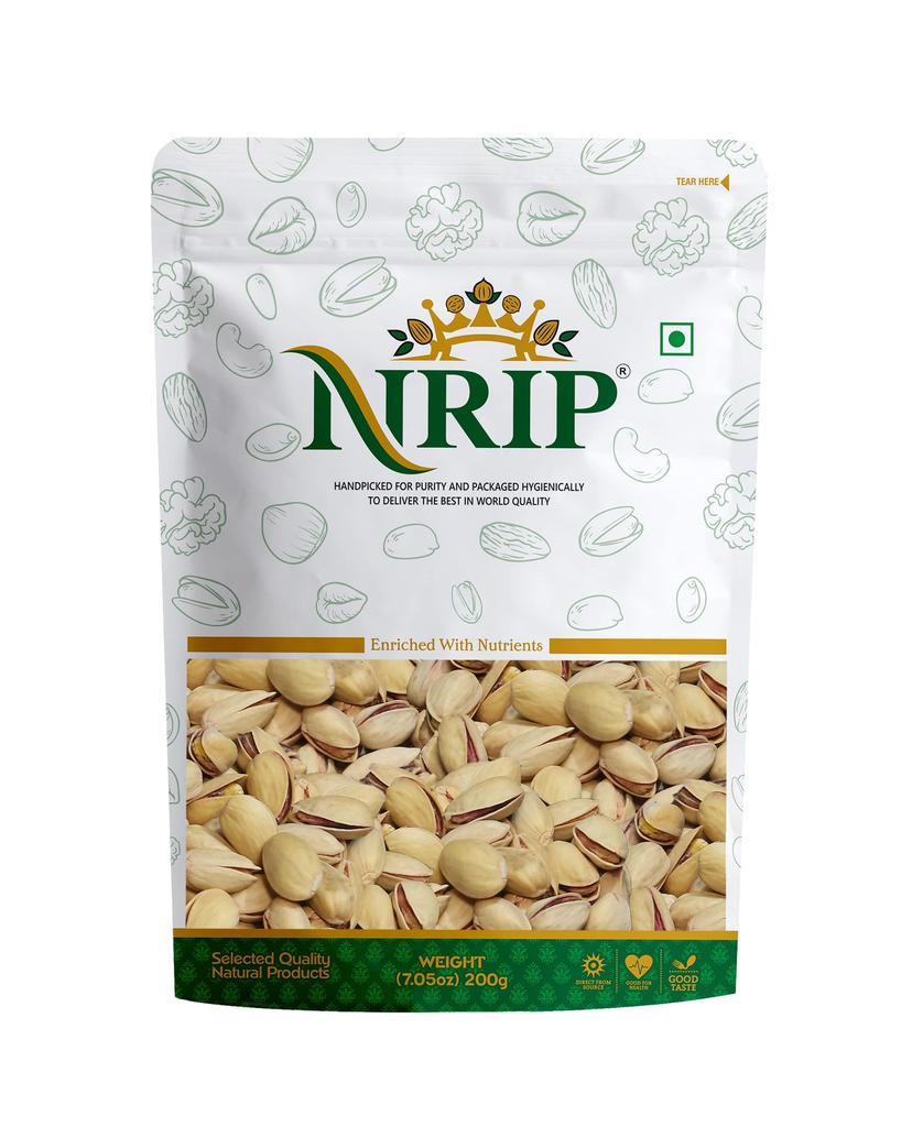 NRIP Premium California Roasted & Salted Pistachios 200g | Healthy Snacks, Dry Fruits, Pista | Tasty & Healthy | High in Protein & Dietary Fiber