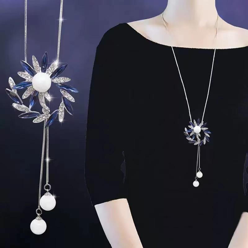 Luxury Non-Fading Korean Fashion Sweater Necklace: Autumn/Winter Women's Niche Design Pendant
