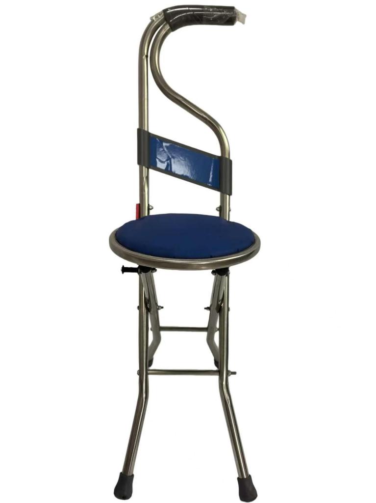 Stainless Steel Folding Cane Stool: Lightweight, Non-Slip, Four-Legged Support for Elderly Assistance