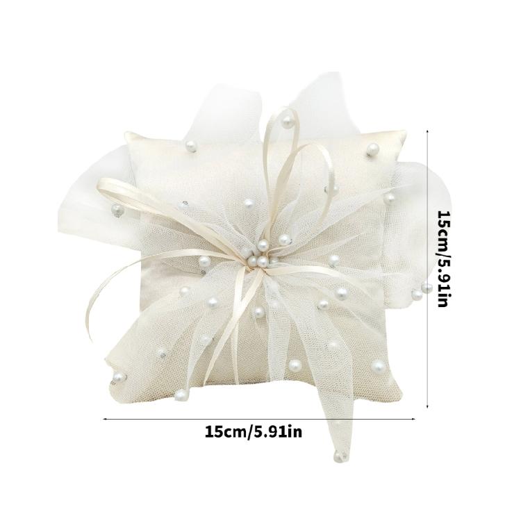 Unique Pearls Rings Bearer Pillow Cushion Bows for Proms, Anniversaries, Ceremonies, Wedding Embellishments