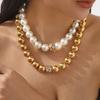 Personalized New Retro Simple Imitation Pearl Beaded Bracelet Necklace, Light Luxury Niche Temperament Multi-layer Stacked Accessories
