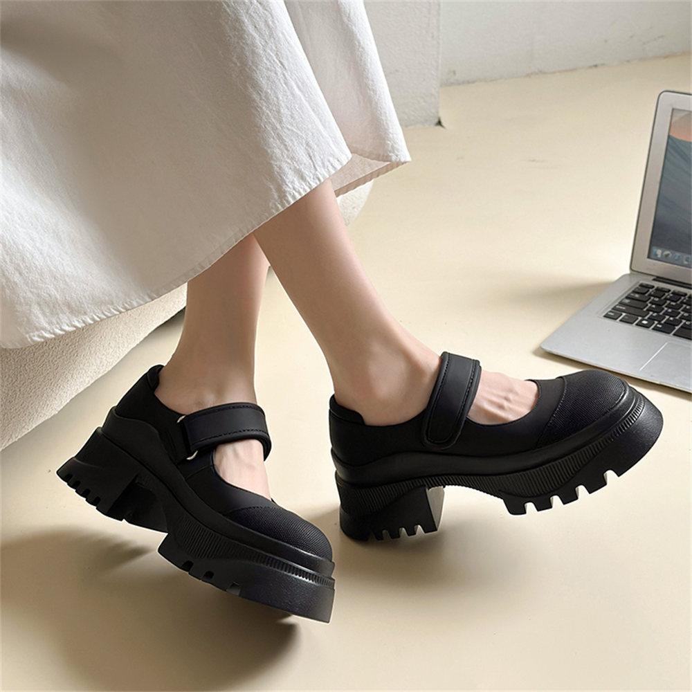 Punk Square Heels Women's Platform Mary Jane Shoes Woman  Trend Spring Summer Black Gothic Cute Casual Pumps