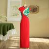 Catwalk performance High elastic white cheongsam 1011 new elegant atmosphere slim etiquette cheongsam picturesque