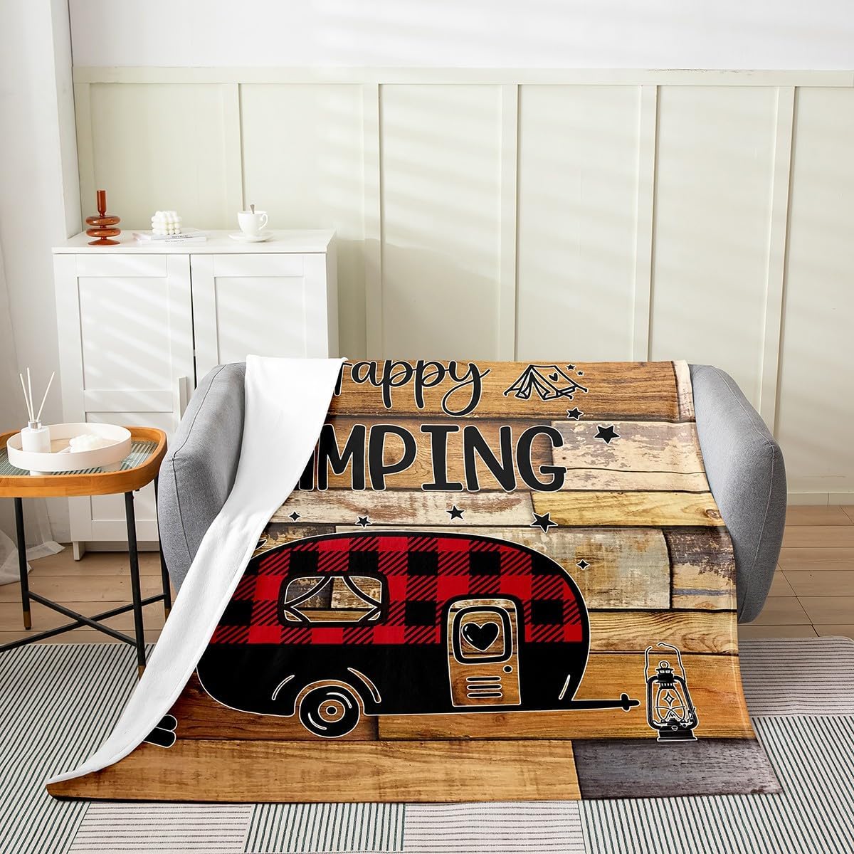 Feelyou Toddler Bear Fuzzy Blanket Twin x Rustic Cabin Country Flannel Fleece Throw Blanket for Sofa Couch Decor Wild Animal All 40x50in