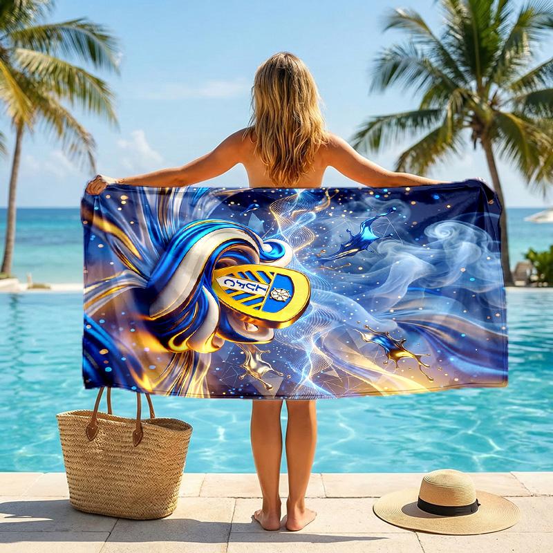 Asciugamano da Spiaggia Leeds United Football Morbido Microfibra Asciugamano Estivo Asciugatura Rapida Assorbente per Spiaggia Piscina Viaggio