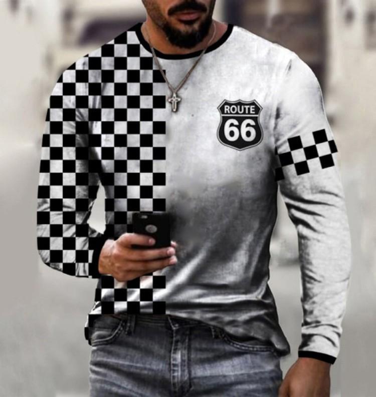 

3D цифровая печать мода повседневный круглый вырез длинный рукав пуловер мужская футболка 6XL