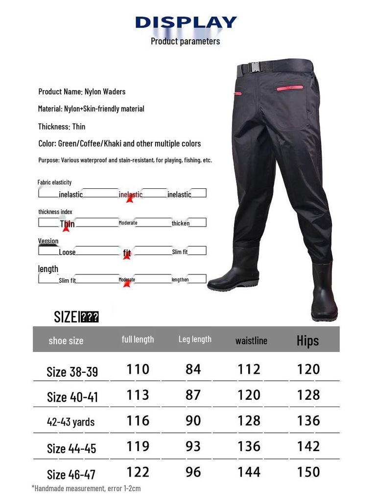 New Waist-High Nylon Waders: Thickened Half-Body Pants for Rice Planting, Fishing, and Rain.