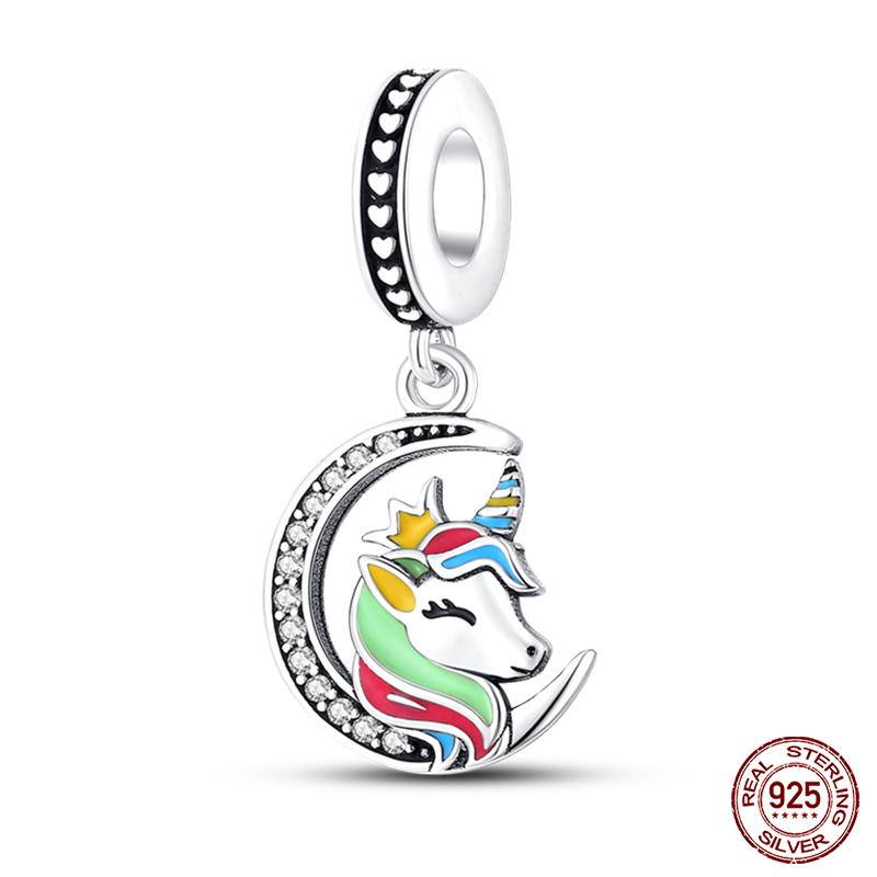 Fashion Copper Sparkling Zircon Star Moon Series Charms Beads Fit Qikaola Original Bracelets Diy Birthday Jewelry