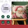 Pink Retro Christmas Theme Pillowcase Bedroom Sofa Cushion Cover 100% Polyester Living Room Cushion Pillowcase Home Decor