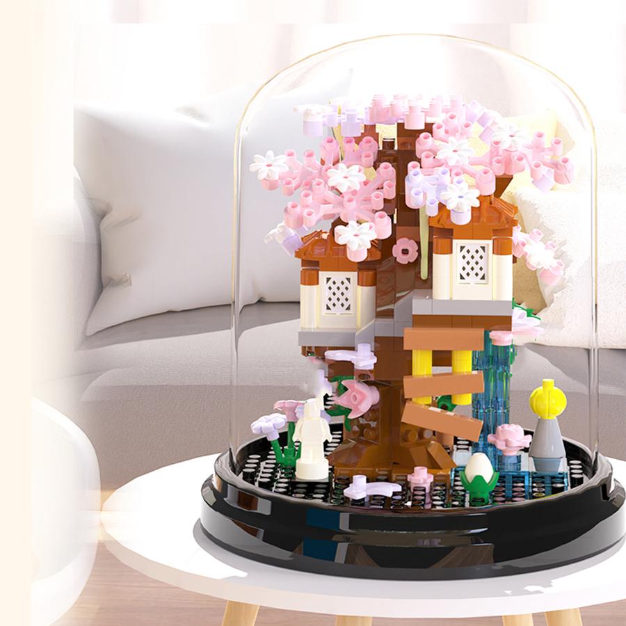 Four Seasons Mini Tree House Building Blocks Kids Toys 3D Puzzle Assembly Building Toys Tabletop Decorations