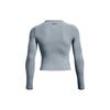 Under Armour Rush Series Solid Casual Logo Print Crew Neck Long Sleeve T-Shirt Women Tops Harbor-Blue 1373930-465
