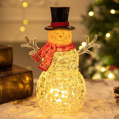 Illuminated Christmas Snowman Decoration, Statue, Winter Decor, Figurine with