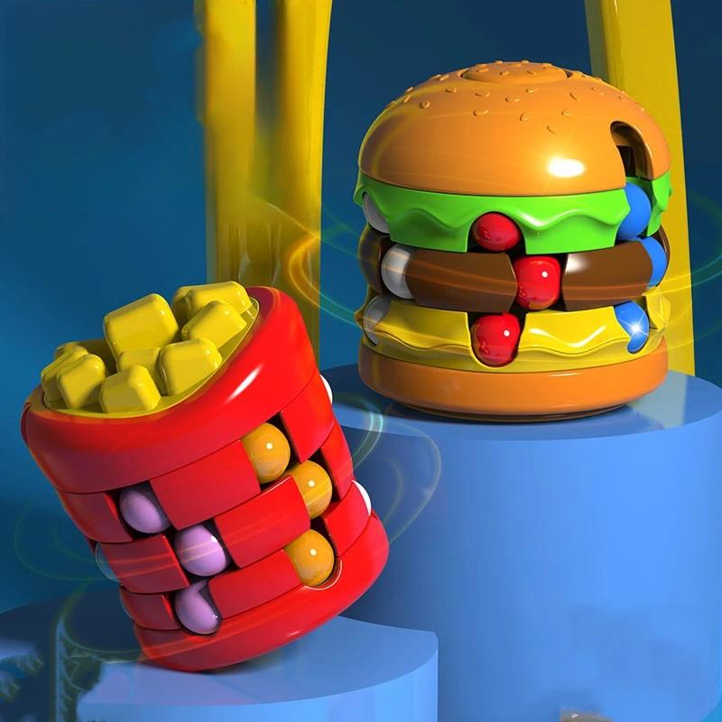 Kids Magic Cube Rotating Bean Adults Fingertip Fidget Stress Relief Creative Puzzle Game Toys for Children