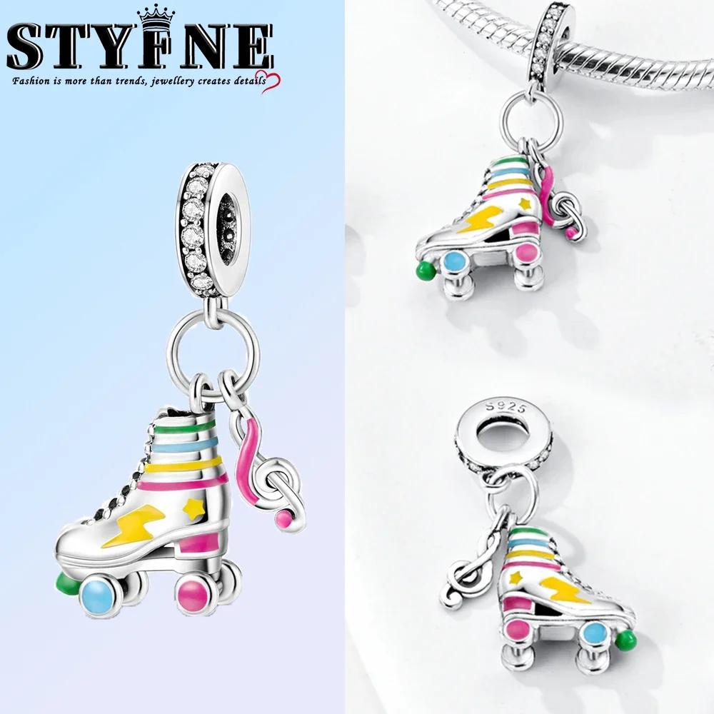 Exquisite Copper Ballet Dance Shoes High Top Canvas Shoe High Heels Charms Beads Fit Diy Bracelet Fine Birthday Jewelry Gift