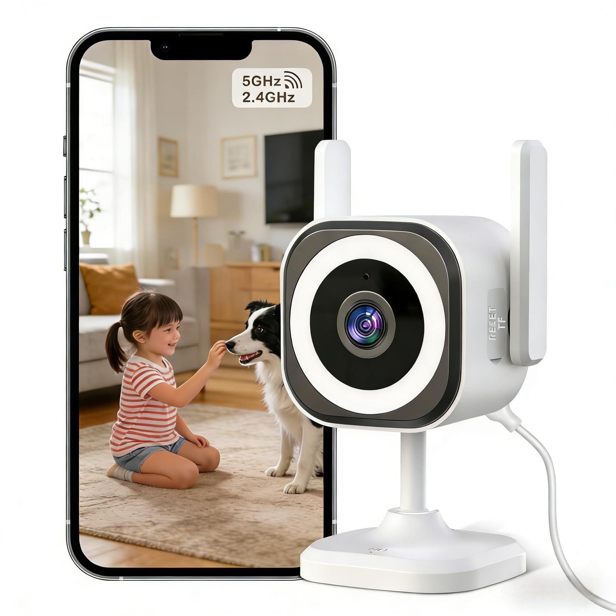 

GUOANVISION 5G/2.4G WiFi Outdoor Security Camera Indoor Baby Monitor Pet Camera Babysitter Elderly Surveillance 3MP IP66 Waterproof Night Vision