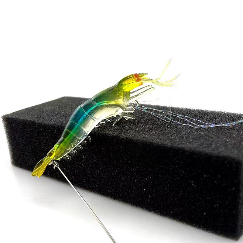 7Pcs/lot 8cm 5g Silicon Shrimp Fishing Lure Luminous Soft Fishing Lures Mixed Color Artificial Shrimp Bait Pesca Sabiki Rig YE96
