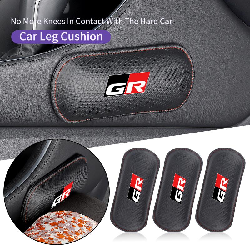 Car Knee Leg Protective Pad Foot Armrest Cushion Accessories For Toyota GR Gazoo Racing Sport C-HR RAV4 Avensis Prado Prius TRD