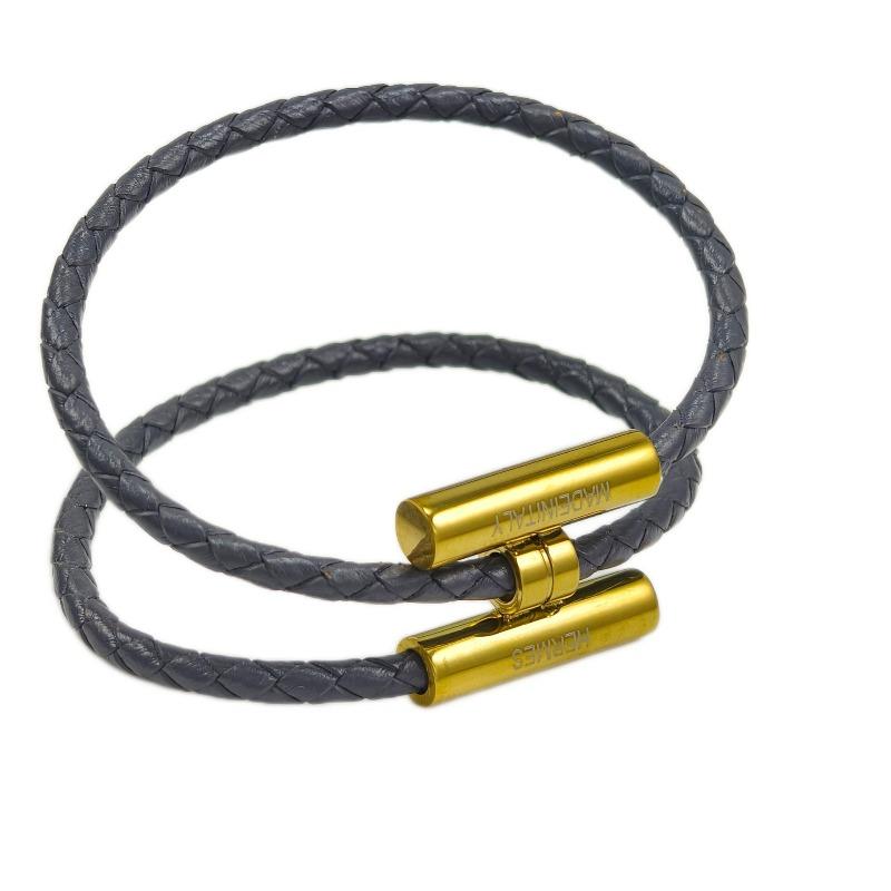 Stainless Steel Bracelet, Leather Woven Bracelet, Various Colors, Geometric Style, Light Luxury Style