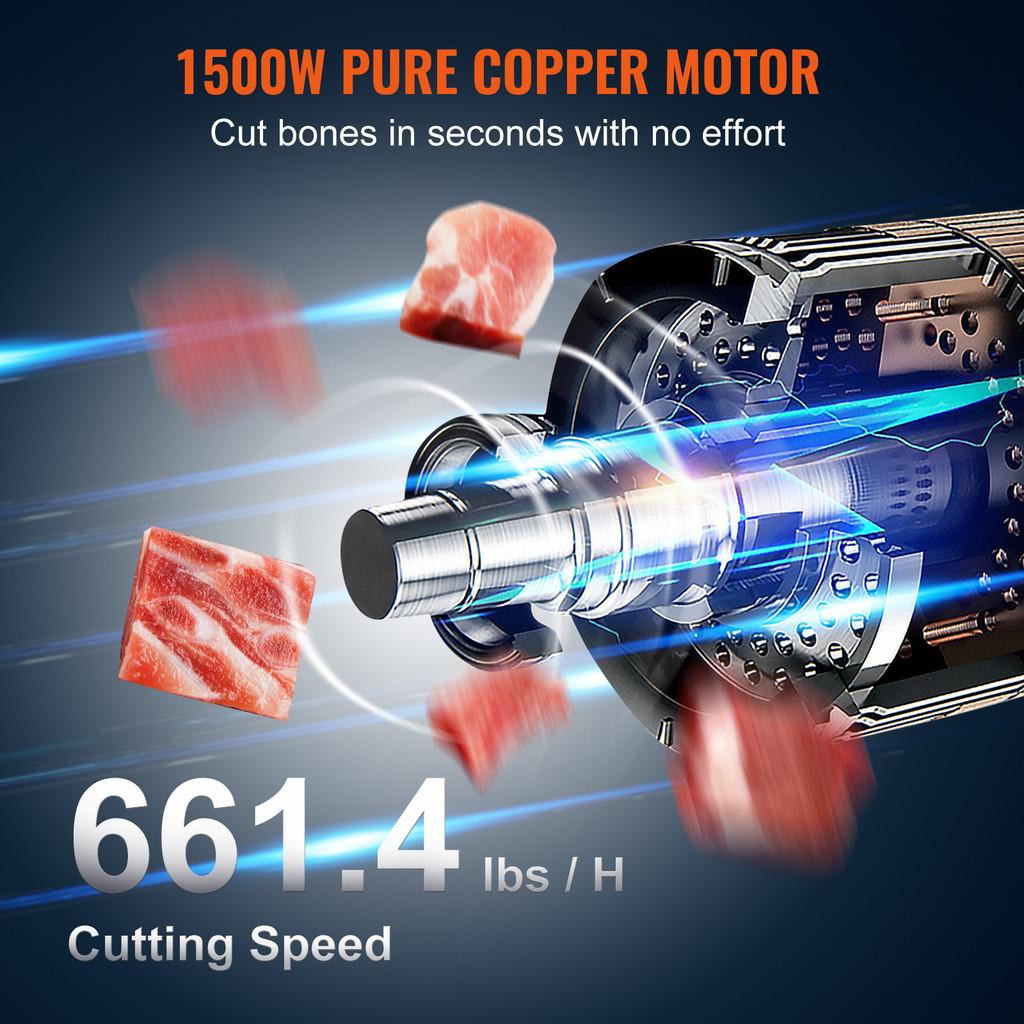 1500W High Power Stainless Steel Blade Bone Bandsaw Machine Commercial Electric Meat Bone Saw Countertop Bone Cutting Machine