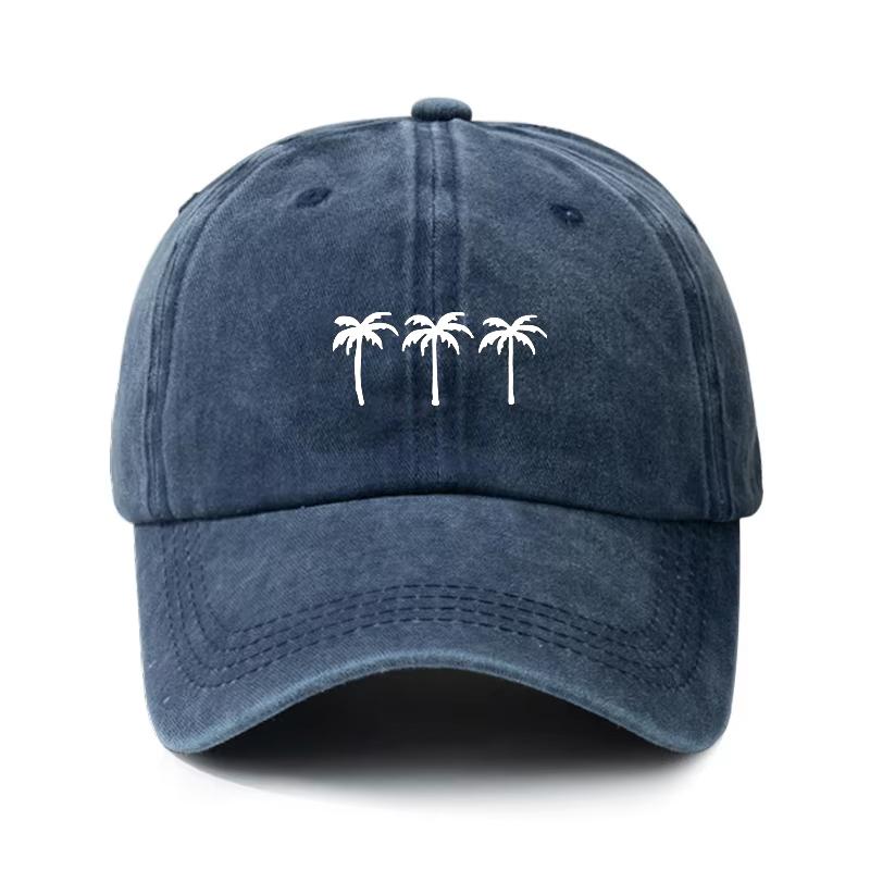 Three coconut tree printed baseball caps for men and women, casual outdoor travel, beach duckbill caps, simple accessories