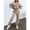 Felpa con cappuccio da donna popolare con stampa di lettere Set casual alla moda in pile