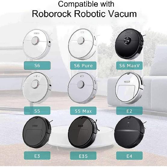 20Pcs Set for Xiaomi Roborock S6 S60 S65 S5 MAX T6 Vacuum Cleaner Accessories, 2 Roller Brush, 4 Filter, 4 Mop, 3 Side Brush, 6 Water Core, 1 Wheel
