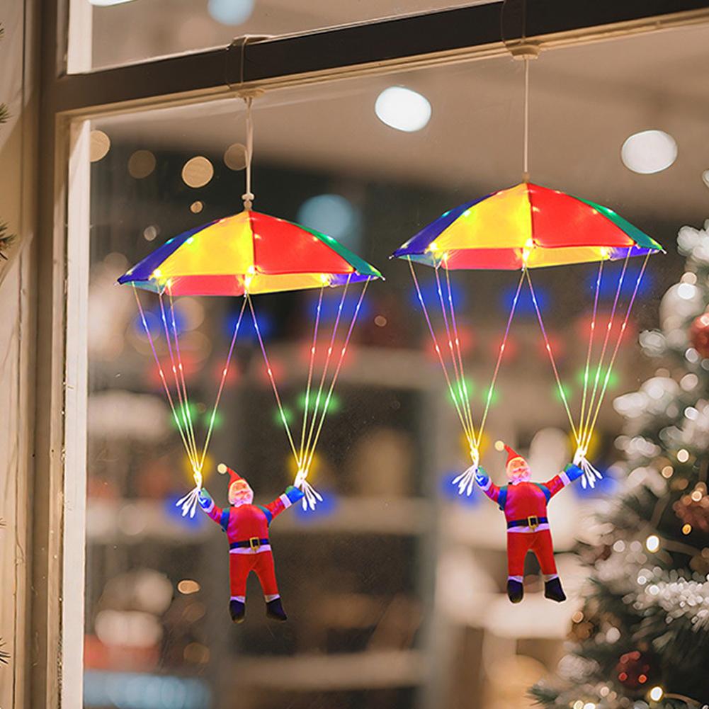Magic Flying Parachuting Santa LED Lights USB/Battery/Solar Powered Funny Family Christmas Eve Decorations Ornament String Light