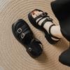 Sommer neue dicksohlige erhöhende Zehen-offene flachsohlige Sandalen koreanische Version Temperament mit Rock Höhe Ein-Wort-Riemen Römersandalen Frauen