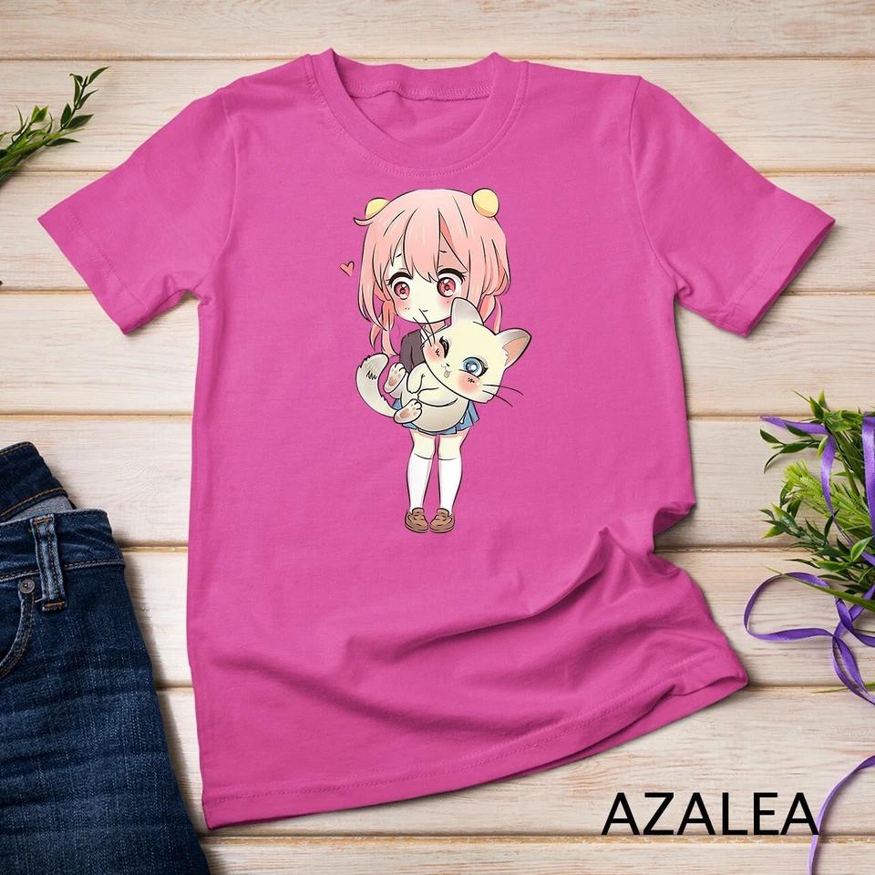 Womens Anime and Cats Lover for Teen Manga kawaii Graphic Otaku Unisex T-shirt 9 XL