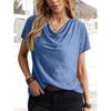 Women Casual Solid Color Short Sleeve Loose T Shirt