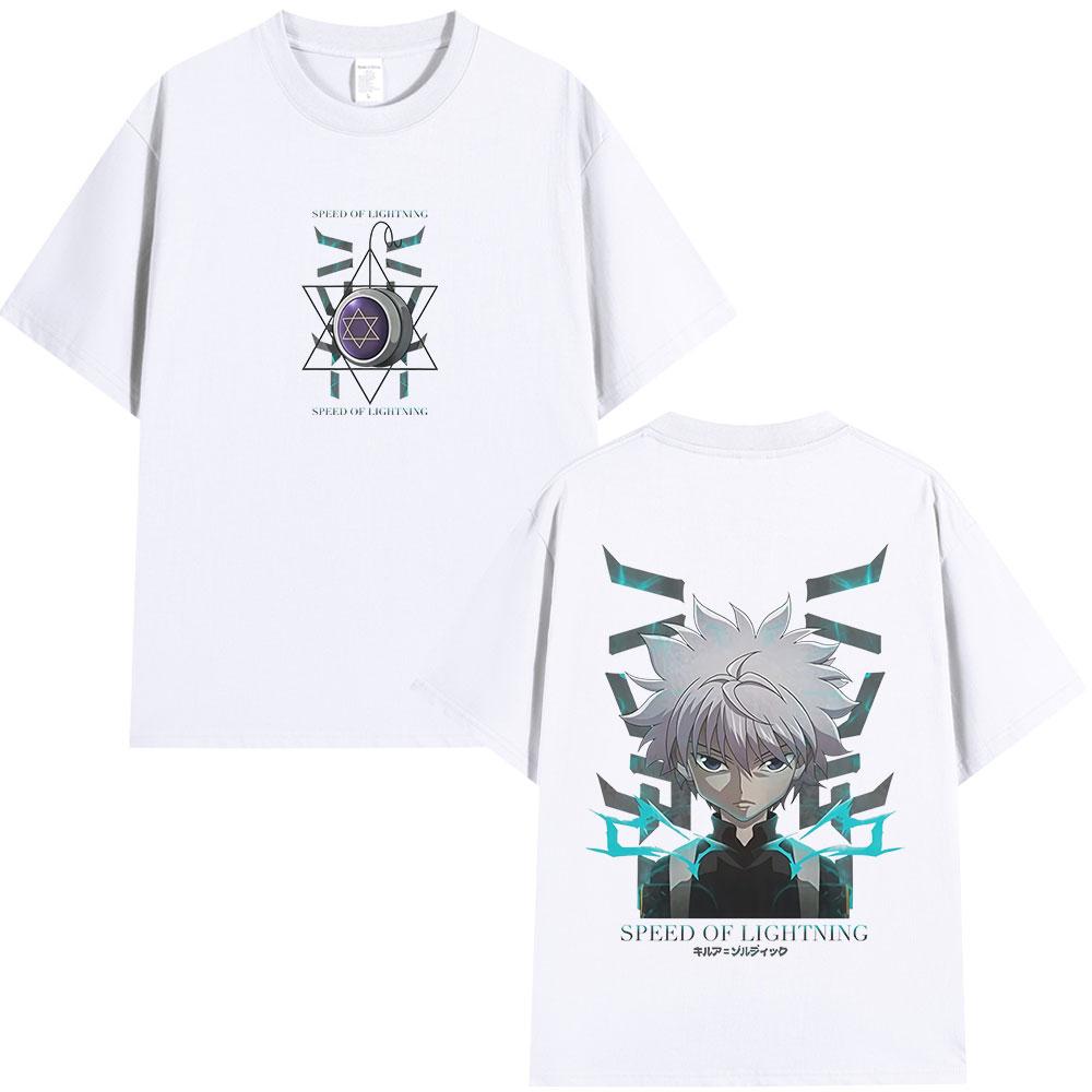 Japanese Anime Hunter X Hunter Killua Zoldyck Tshirt Unisexs Women Fashion Short Sleeve T Shirt Cotton Casual Oversized Tshirts