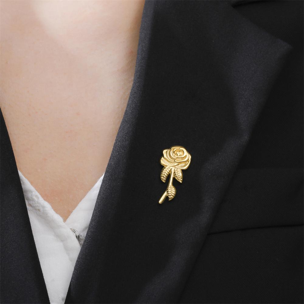 My Shape Rose Flower Brooch for Woman Girls Lady Elegant Floral Brooch Pins Skirt Hats Stainless Steel Jewelry Bridal Wedding