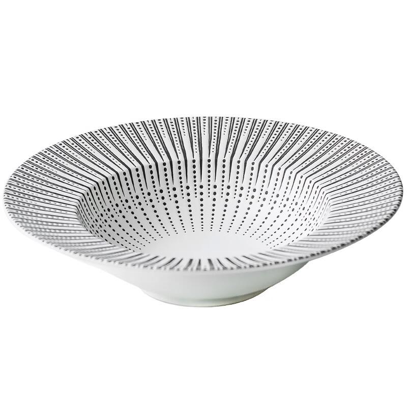 Ruhan Striped Bone China Deep Pasta/Soup Plate